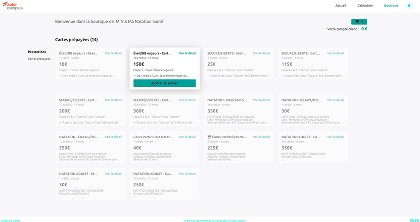 Réserver un cours de natation en ligne